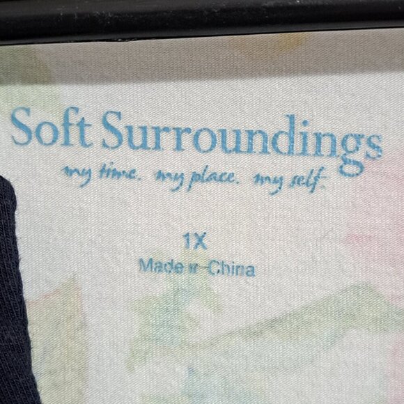 Soft Surroundings Women's 1X Multicolor Tropical Print Tunic 3/4 Sleeve - Picture 2 of 8